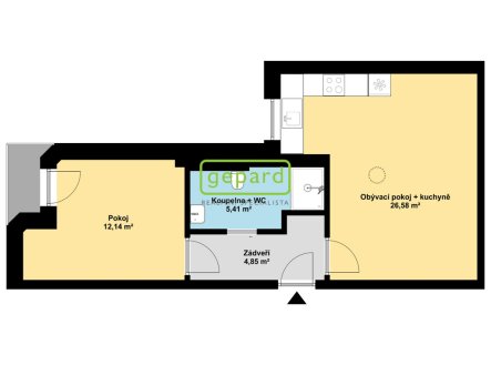Pronájem bytu, 2+kk, 49 m²