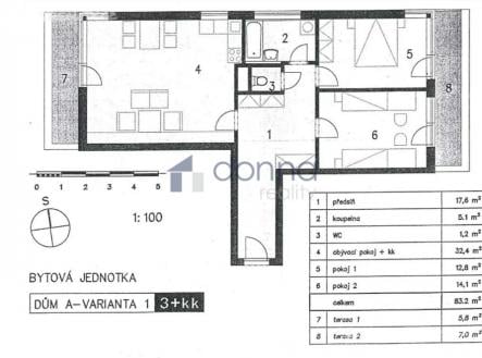 Pronájem bytu, 3+kk, 97 m²