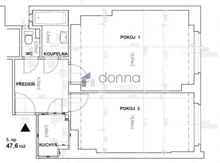 Pronájem bytu, 2+kk, 48 m²