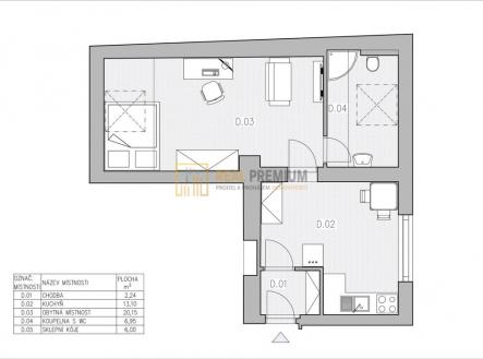 Pronájem bytu, 2+kk, 42 m² obrázek