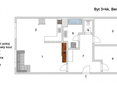 Pronájem bytu, 3+kk, 66 m²