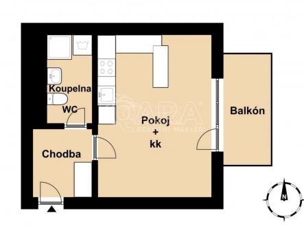 Pronájem bytu, 1+kk, 29 m²