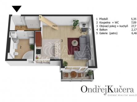 Prodej bytu, 1+kk, 49 m²