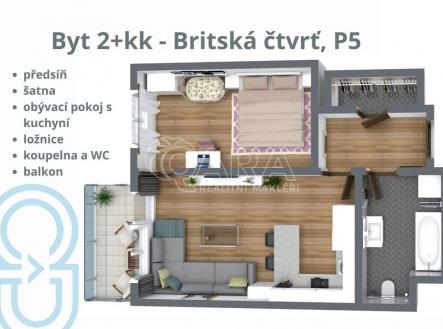 Prodej bytu, 2+kk, 55 m²