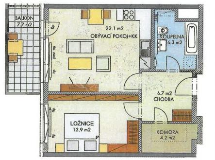 Prodej bytu, 2+kk, 63 m²