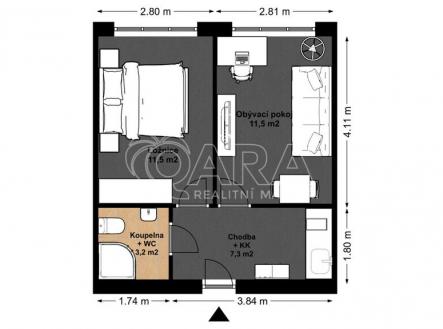 Pronájem bytu, 2+1, 33 m²