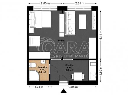 Pronájem bytu, 1+1, 33 m²