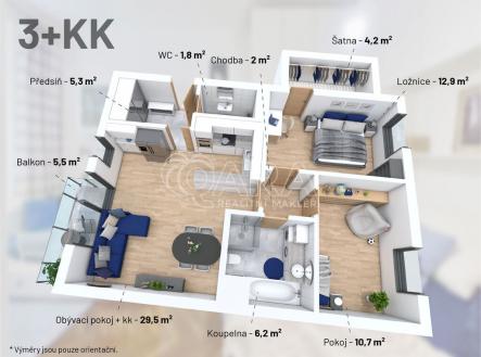 Prodej bytu, 3+kk, 82 m²