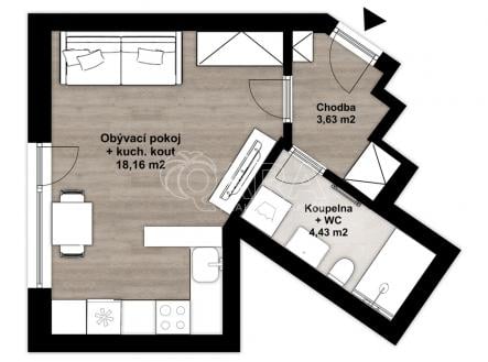 Pronájem bytu, 1+kk, 27 m²