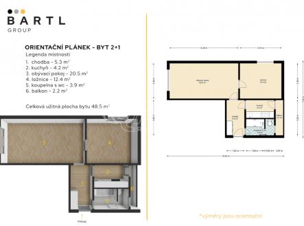 Pronájem bytu, 2+1, 49 m²