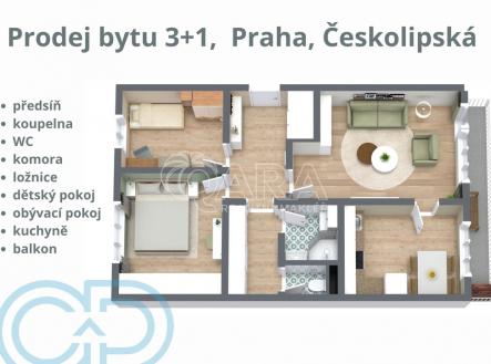 Prodej bytu, 3+1, 60 m²