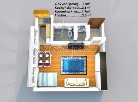 Pronájem bytu, 1+kk, 32 m²