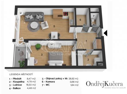 Pronájem bytu, 2+kk, 69 m²