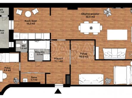 Pronájem bytu, 3+kk, 89 m²