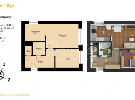 Pronájem bytu, 2+kk, 43 m²