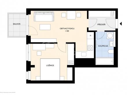 Pronájem bytu, 2+kk, 44 m²