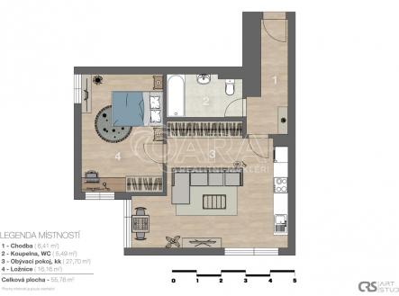 Prodej bytu, 2+kk, 55 m²