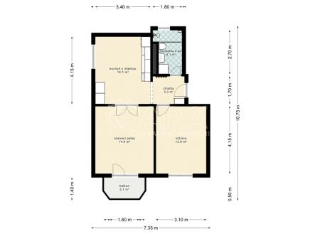 Pronájem bytu, 2+1, 59 m²