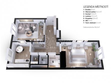 Prodej bytu, 2+1, 52 m²