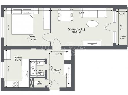 Prodej bytu, 2+1, 55 m²