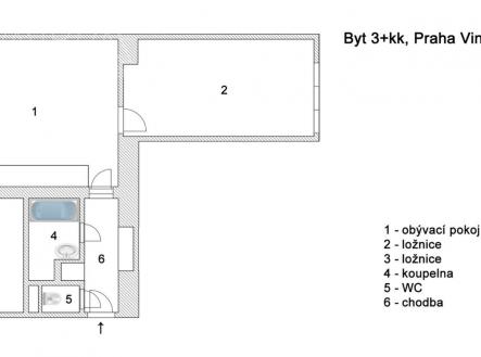 Pronájem bytu, 3+kk, 58 m²