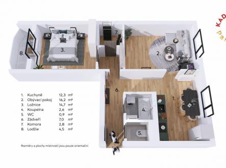 Pronájem bytu, 2+1, 63 m²