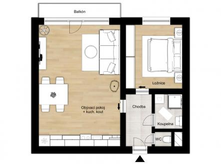 Pronájem bytu, 2+kk, 33 m²