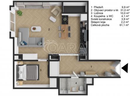 Prodej bytu, 2+kk, 59 m²