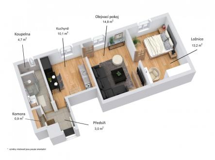 Pronájem bytu, 2+1, 46 m²