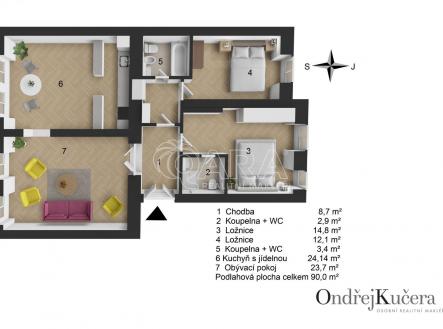 Prodej bytu, 3+1, 90 m²