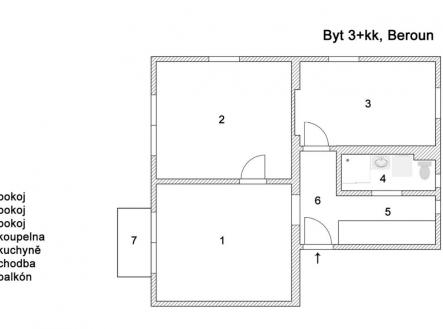 Pronájem bytu, 3+kk, 56 m²