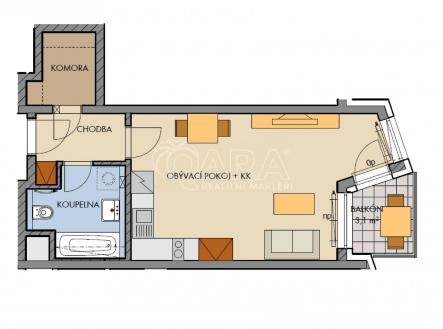 Pronájem bytu, 1+kk, 40 m²