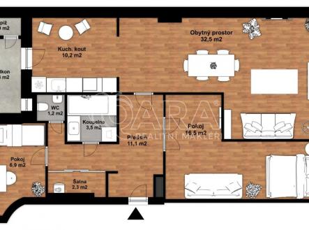 Pronájem bytu, 3+kk, 89 m²