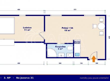 Pronájem bytu, 1+1, 33 m²