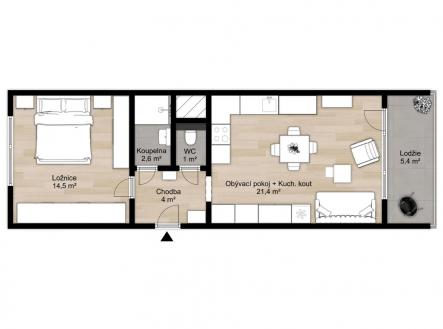 Pronájem bytu, 2+kk, 52 m²