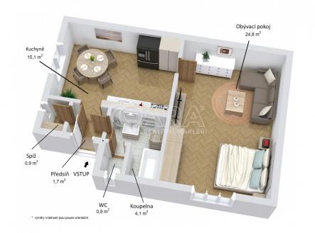 Pronájem bytu, 1+1, 48 m²