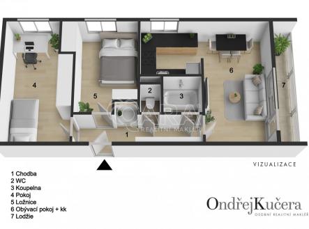 Pronájem bytu, 3+kk, 63 m²
