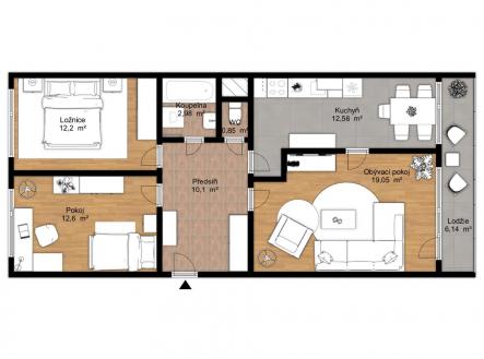 Pronájem bytu, 3+1, 78 m²