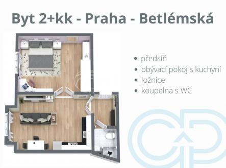 Pronájem bytu, 2+kk, 48 m²