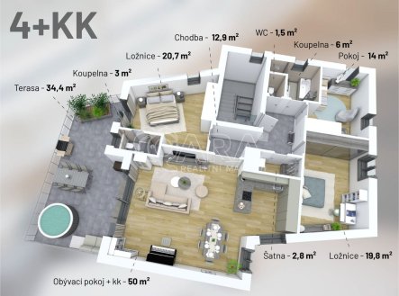 Pronájem bytu, 4+kk, 131 m²