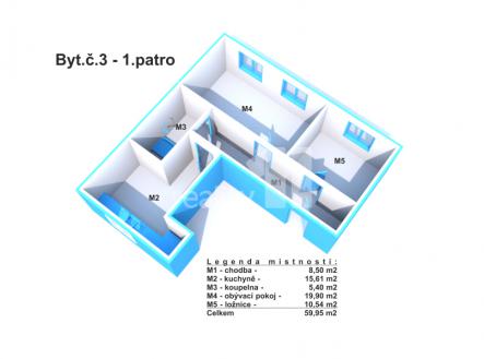 Pronájem bytu, 2+1, 60 m²