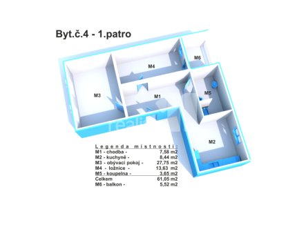 Pronájem bytu, 2+1, 66 m²