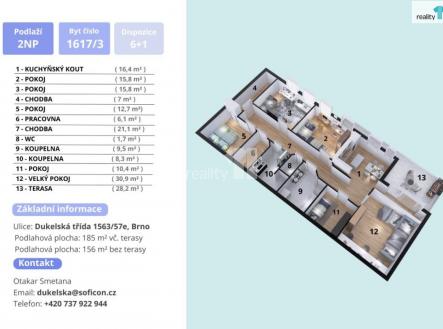 Pronájem bytu, 6+kk, 156 m²