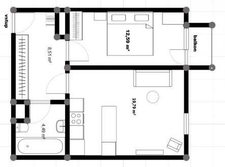 Prodej bytu, 2+kk, 49 m²