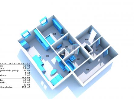 Prodej bytu, 1+1, 77 m²