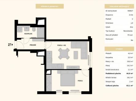 Prodej bytu, 2+kk, 45 m²