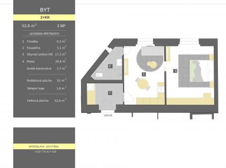 Prodej bytu, 2+kk, 53 m²