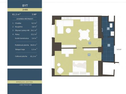 Prodej bytu, 2+kk, 61 m²