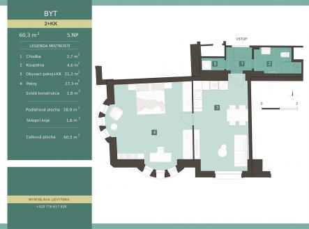 Prodej bytu, 2+kk, 60 m²