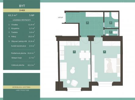 Prodej bytu, 2+kk, 63 m²